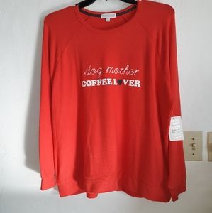 PJ Savage dog mother coffee lover Lounge top new